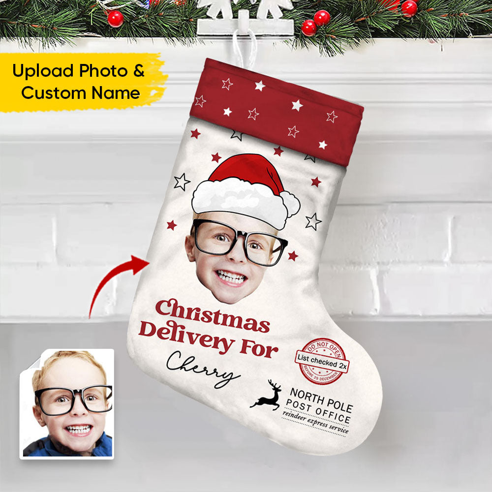 Custom Christmas Delivery Face Photo Christmas Stocking, Christmas Gift AB