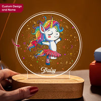 Thumbnail for Custom Magical Unicorn Lamp With Wooden Oval Stand, Gift For Your Children AC