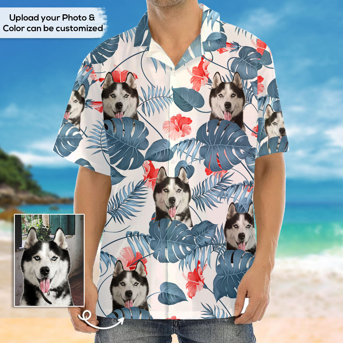 Custom Pet Face Hawaiian Shirt, Dog Lover Gift AI
