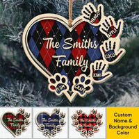 Thumbnail for Personalized Handprint Pawprints Family Member Gift Printed Acrylic Ornament, Customized Holiday Ornament AE