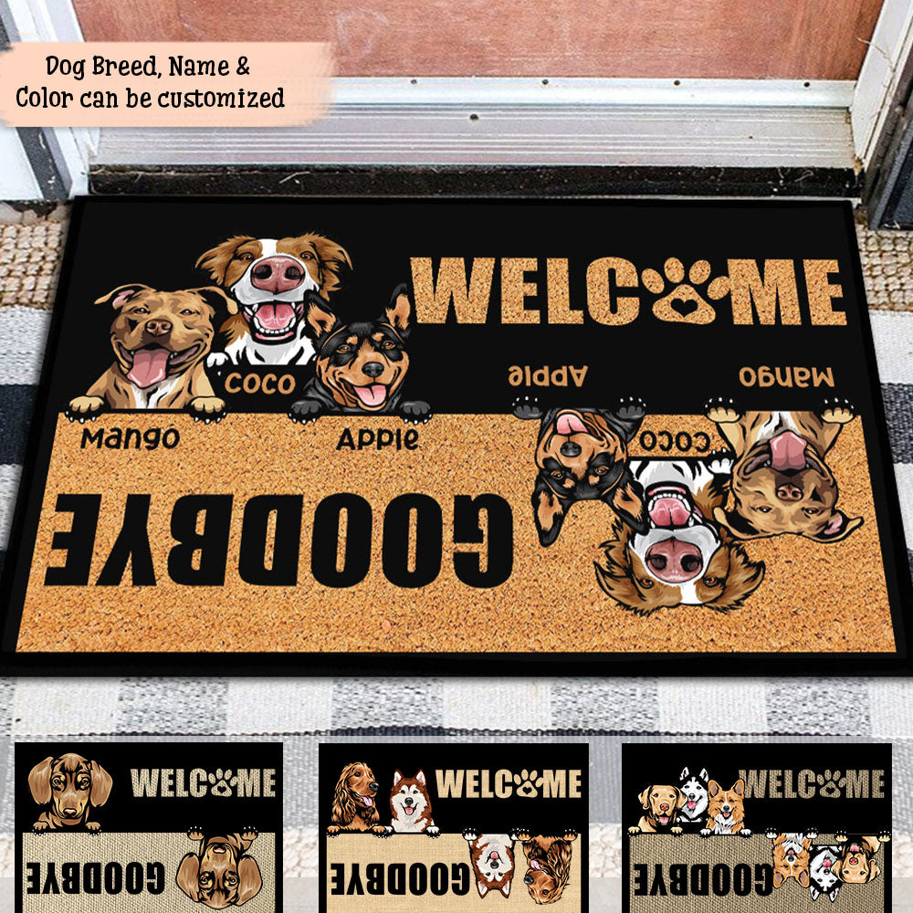 Custom Welcome Goodbye Dog Doormat, DIY Home Decor AB