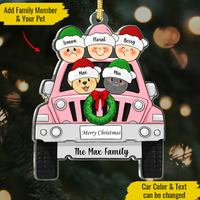 Thumbnail for Custom Family Pet With Christmas Car Printed Acrylic Ornament, Christmas Gift AE