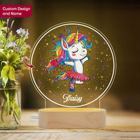 Thumbnail for Custom Magical Unicorn Lamp With Wooden Oval Stand, Gift For Your Children AC