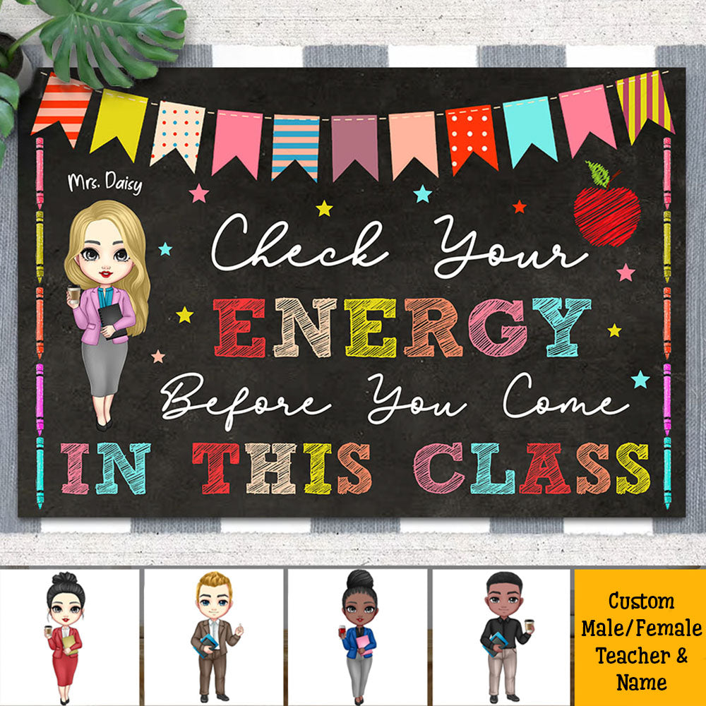 Check Your Energy Teacher Doormat, DYI Classroom Decor AB