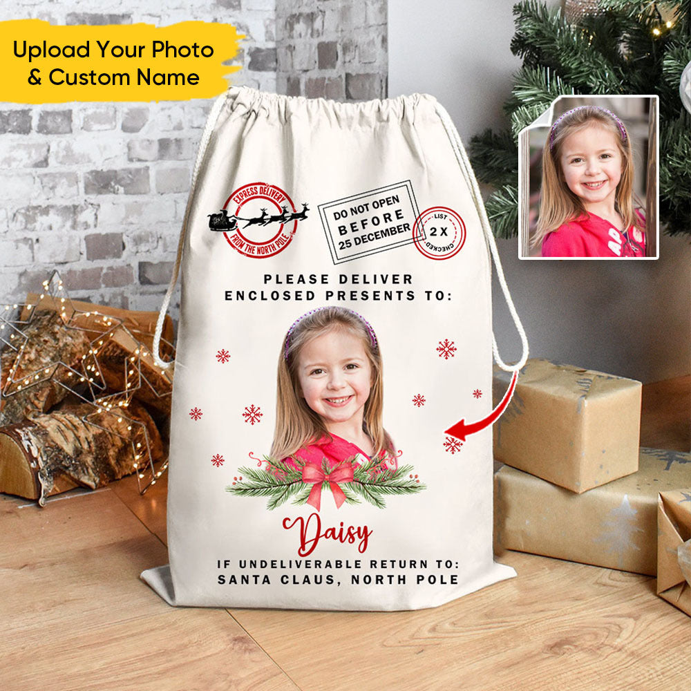 Custom Christmas Santa Sack With Photo, Christmas Gift AB