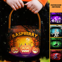 Thumbnail for Scary Night With Name Halloween Basket, Kid Halloween Bag YHN-YEN