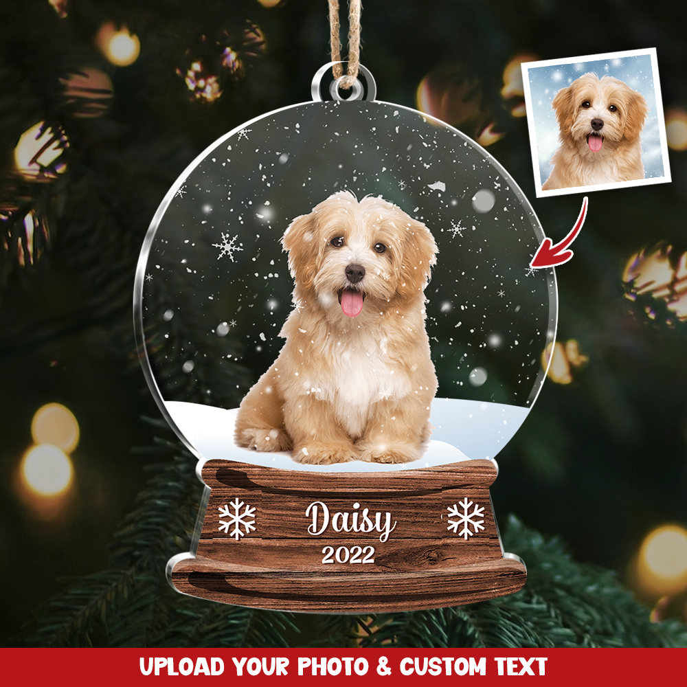 Custom Photo Snowball Pet & Family Printed Acrylic Ornament, Gift For Dog Lovers, Christmas Gift AC