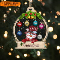 Thumbnail for Personalized Snowman Grandma Grandkids Christmas Balls Printed Acrylic Ornament, Customized Holiday Gift For Grandma Nana Mommy Aunt AE