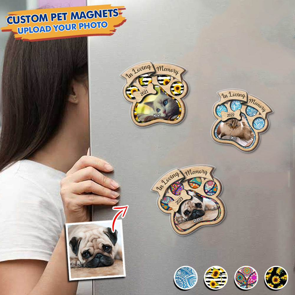 Custom In Loving Memory Pet Photo Magnets, Fridge Magnet, Memorial Gift JonxiFon