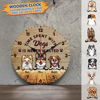 Thumbnail for Custom Time Spent With Animals Wall Wooden Clock, Gift For Pet Lover AH