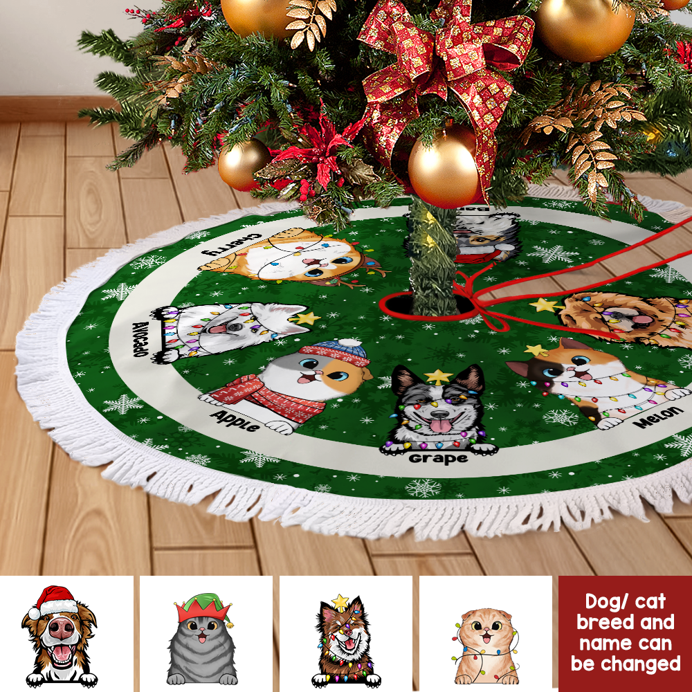 Personalized Dog Cat Mom Christmas Tree Skirts, Chritsmas Decor, Gift For Dog Lovers AB