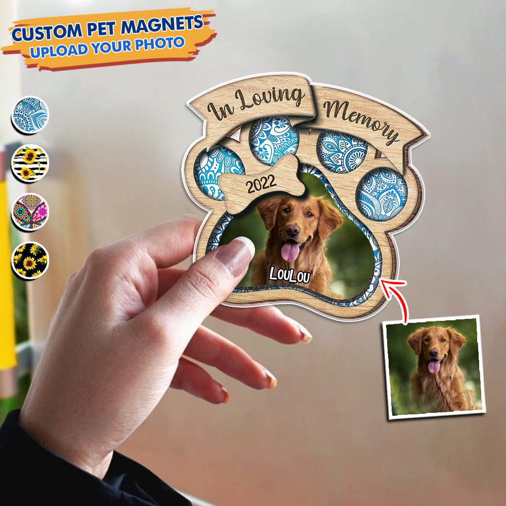 Custom In Loving Memory Pet Photo Magnets, Fridge Magnet, Memorial Gift JonxiFon
