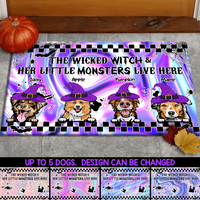 Thumbnail for Wicked Witch Hologram Halloween Dogs Doormat, Dog Lover Gift AB