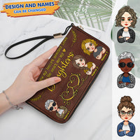 Thumbnail for Personalized Mom Grandma Connect Heart To Heart Leather Wallet, Gift For Mother's Day JonxiFon