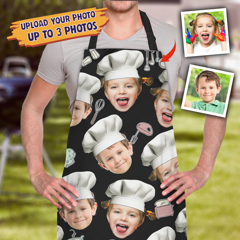 Custom Face With Chef Hat Photo Apron, Kitchen Gift AI