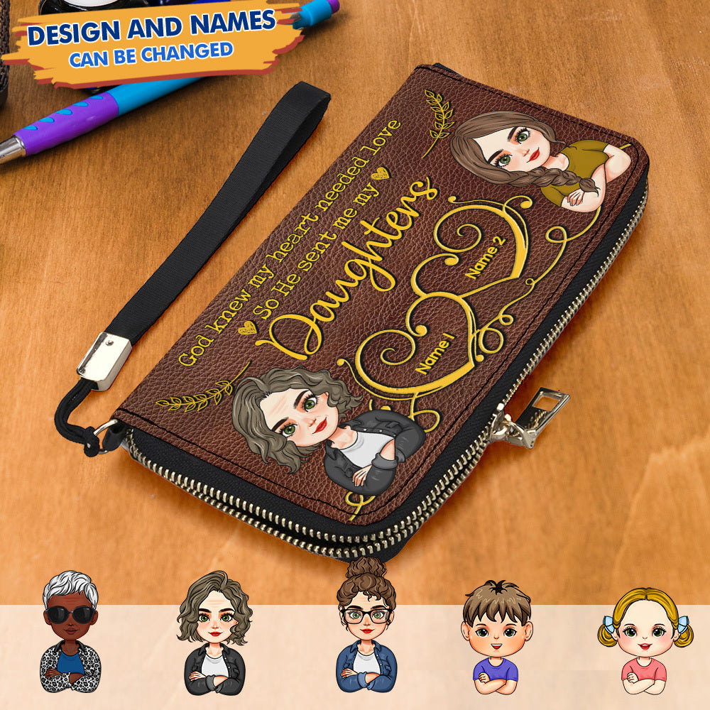 Personalized Mom Grandma Connect Heart To Heart Leather Wallet, Gift For Mother's Day JonxiFon