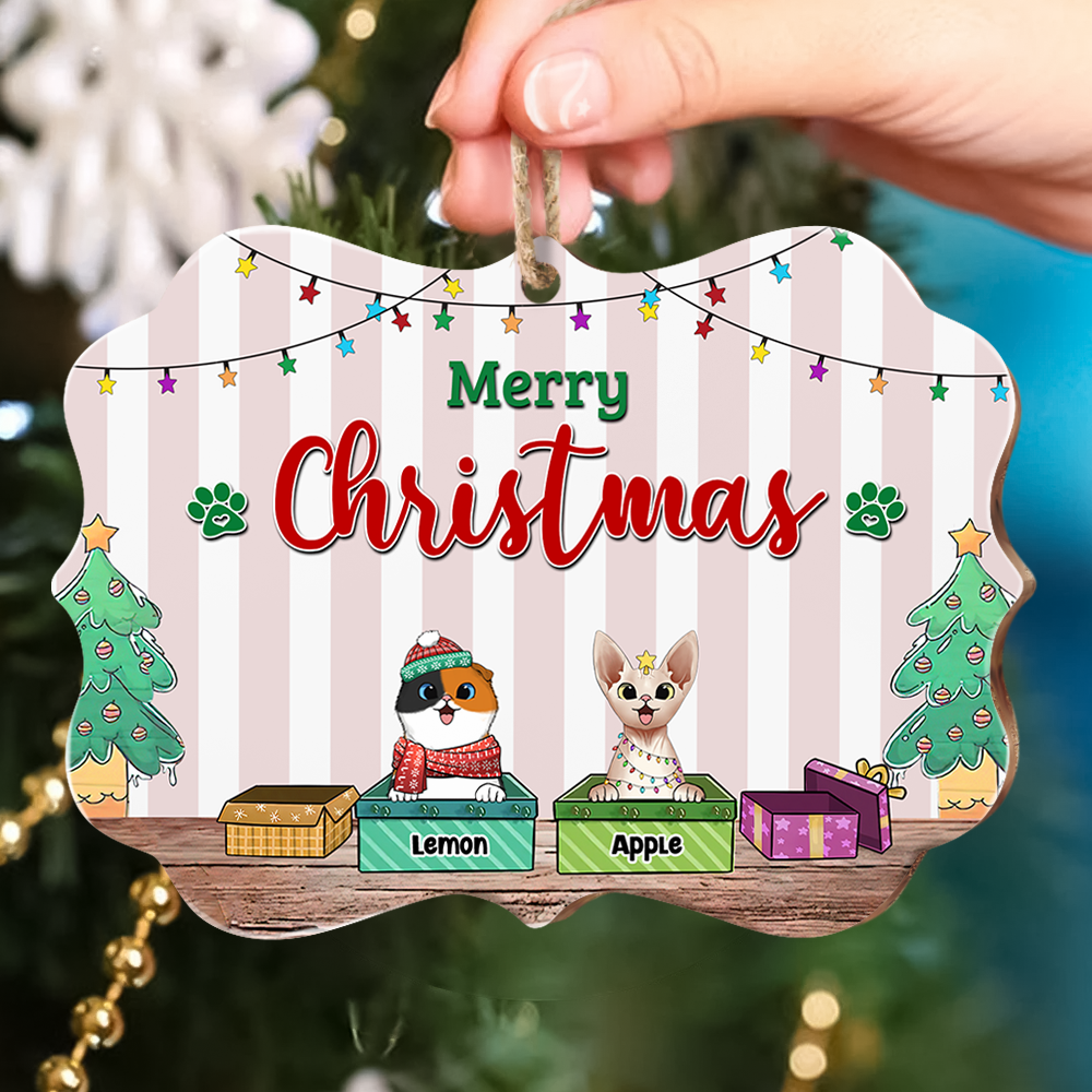 Custom Happy Pawlidays Dog Cat Printed Wood Ornament, Christmas Gift AE