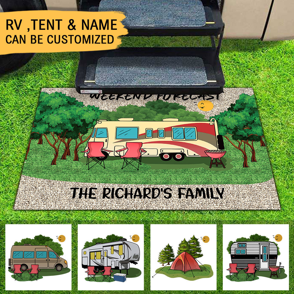 Weekend Forecast, Family Camping Doormat, RVs Campers Gift AB