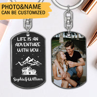 Thumbnail for Life Is An Adventure With You Upload Photo- Personalized Couple Keychain AA