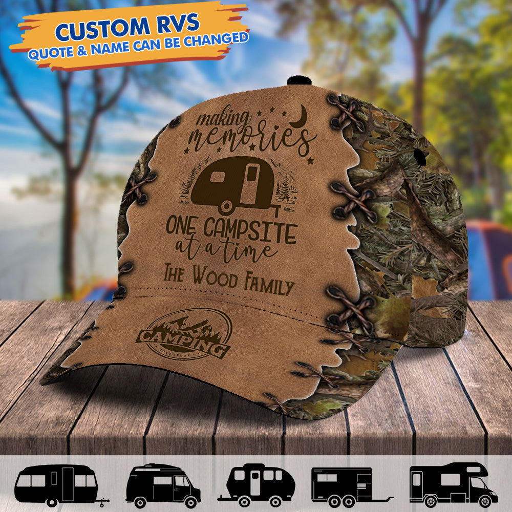 Custom RV Camping Leather Pattern Printed Cap, Camping Lover Gifts JonxiFon