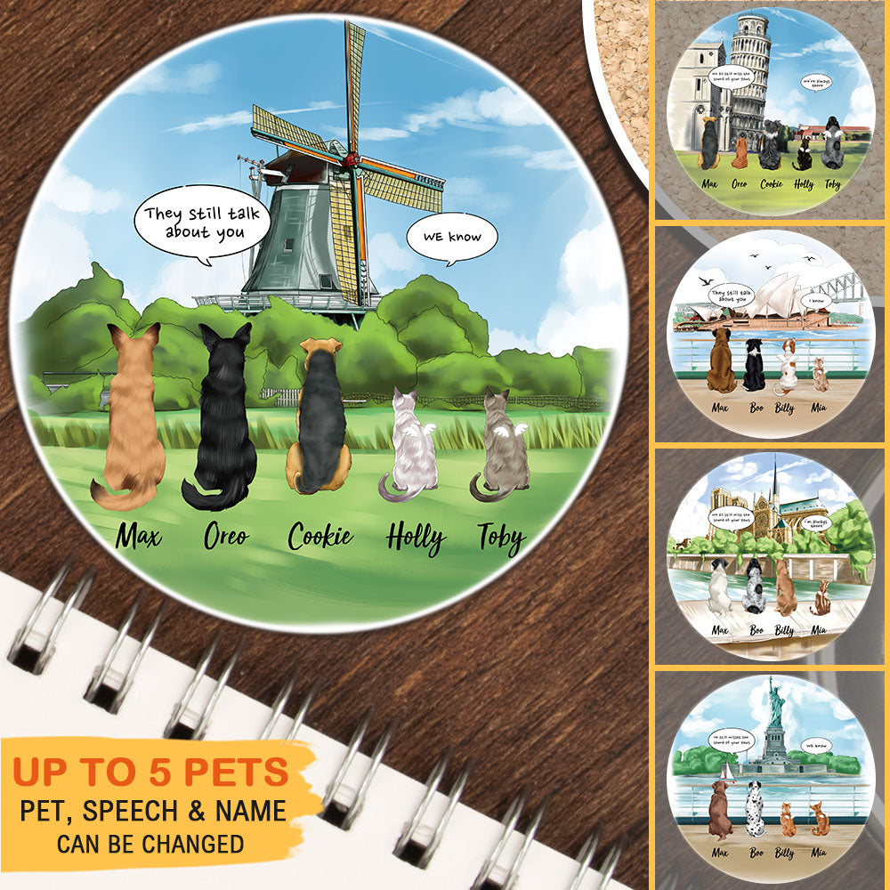 Personalized Pet Memorial Circle Stone Coasters-Dog Cat Loss Gifts-Pet Bereavement Gift-DOG & CAT-Windmills AZ