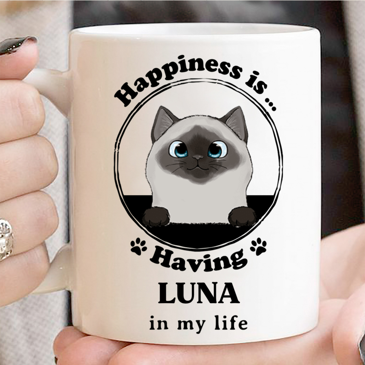 Happiness Is Having You In My Life, Pets Mug, Gifts For Dog & Cat Lovers AO
