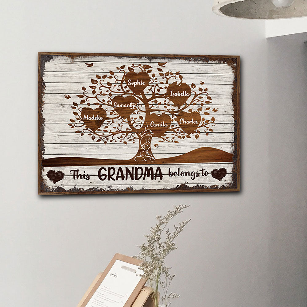 This Grandma Belongs To Personalized Canvas Wall Art AK