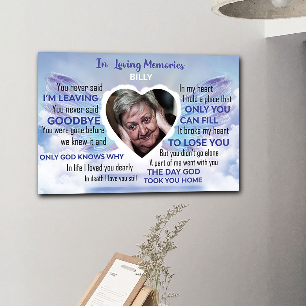 In Loving Memories Gift, Memorial Personalized Canvas Wall Art AK