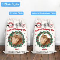 Thumbnail for Personalised Christmas Santa Sack With Wreath, Christmas Gift Bag AB