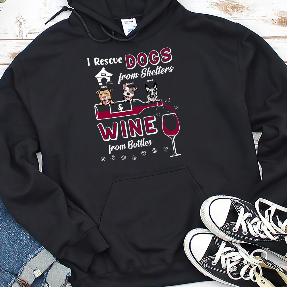 Rescue Dogs & Wines Custom Tshirt, Gift For Dog Lovers CustomCat
