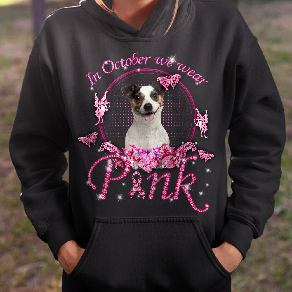 In October We Wear Pink Dog Photo T-Shirt/ Hoodie, Dog Lovers Gift CustomCat