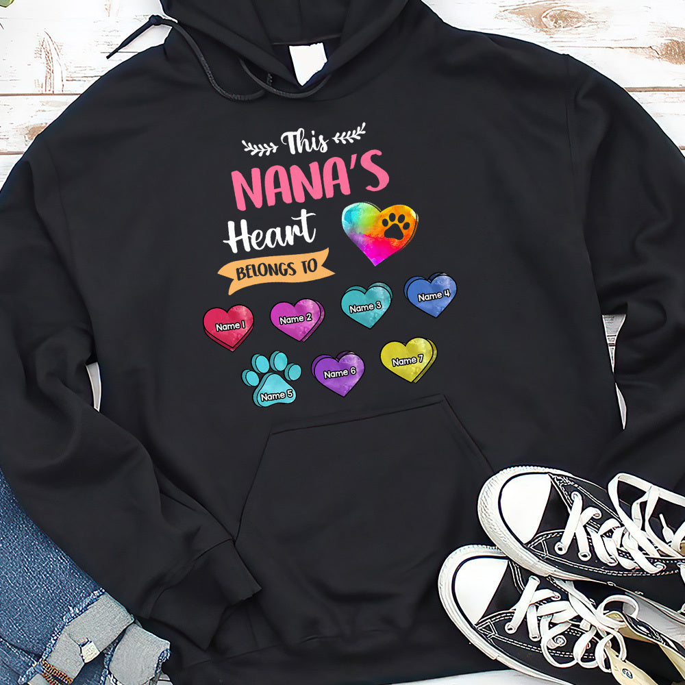 Personalized Dog Cat Mom Grandma Heart Belongs To T-shirt, Gift For Pet Lovers CustomCat
