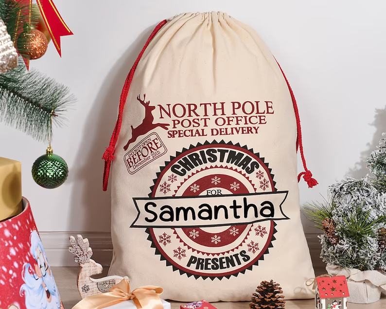 Custom Name Santa Sack Christmas Bag, Christmas Gift For Family Dung-Diep