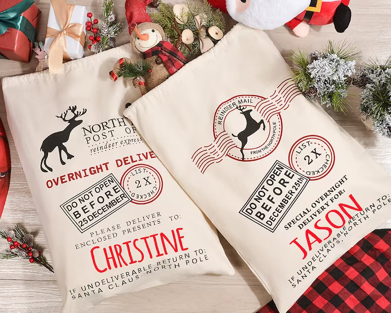 Custom Name Santa Sack Christmas Bag, Christmas Gift For Family Dung-Diep
