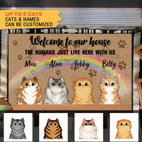 Thumbnail for Welcome to Our House - The Human Live Here With Us - Doormat For Cat Lovers AB
