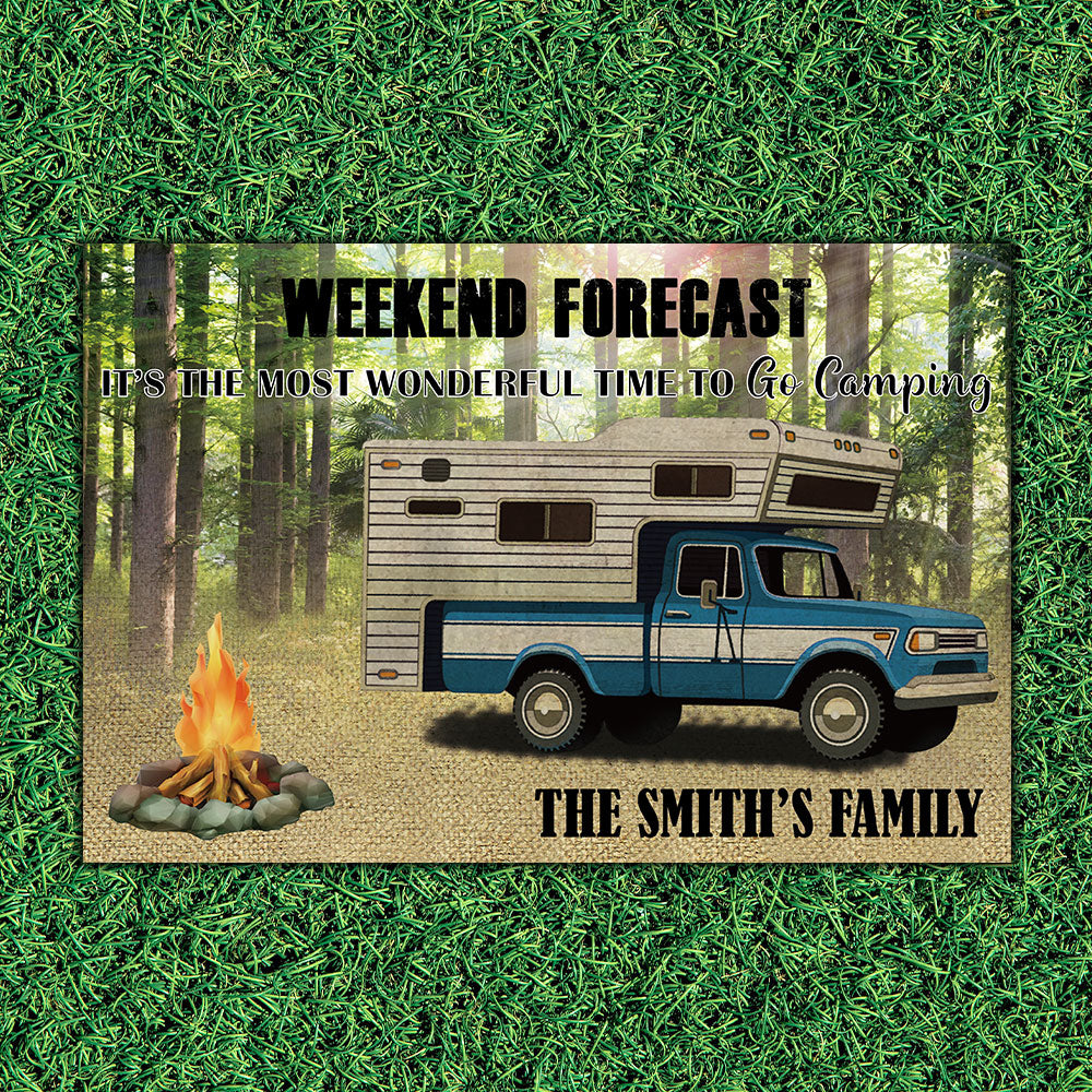 Weekend Forecast It's The Most Wonderful Time To Go Camping-Personalized Doormat AB