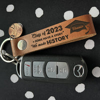 Thumbnail for Personalized Graduation Gift We Made History Leather Key Chain, Gift For Student AZ