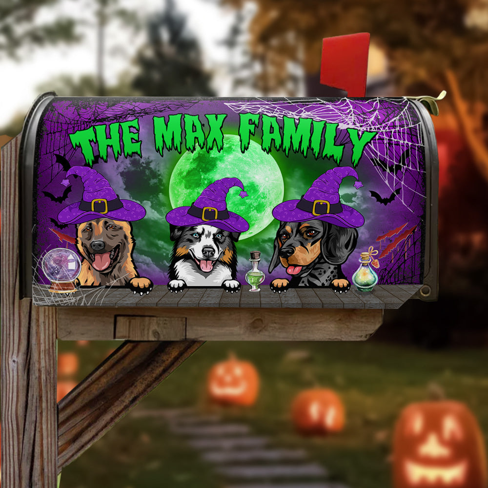 Scary Night With Dog Halloween Mailbox Cover , Dog lover Gift AF