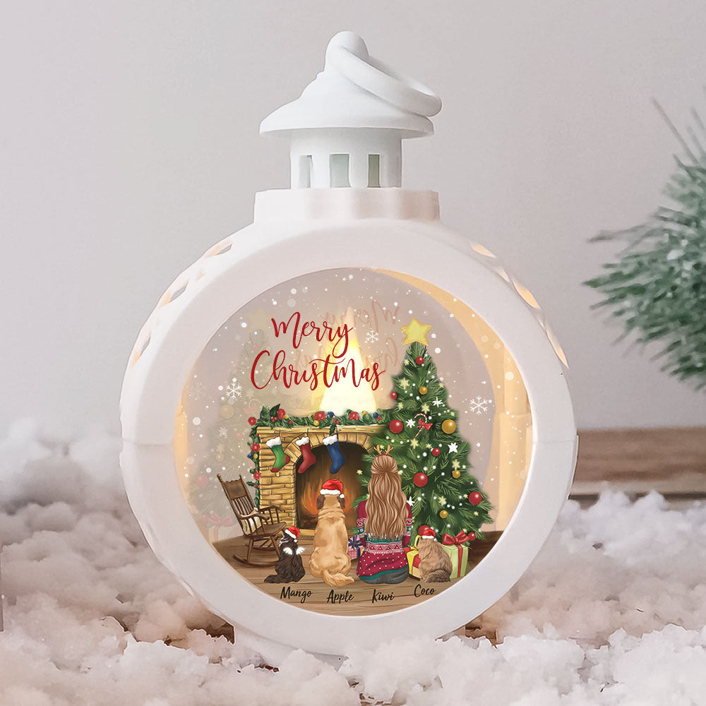 Custom A Girl & Her Pets Christmas LED Light Ornament, Christmas Gift AE