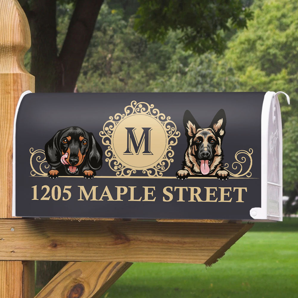 Elegant Family House Number Mailbox Cover With Address, Dog Lover Gift AF