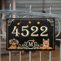 Thumbnail for Dog Fall Address Sign, Custom House Number, Dog Lover Gift AA
