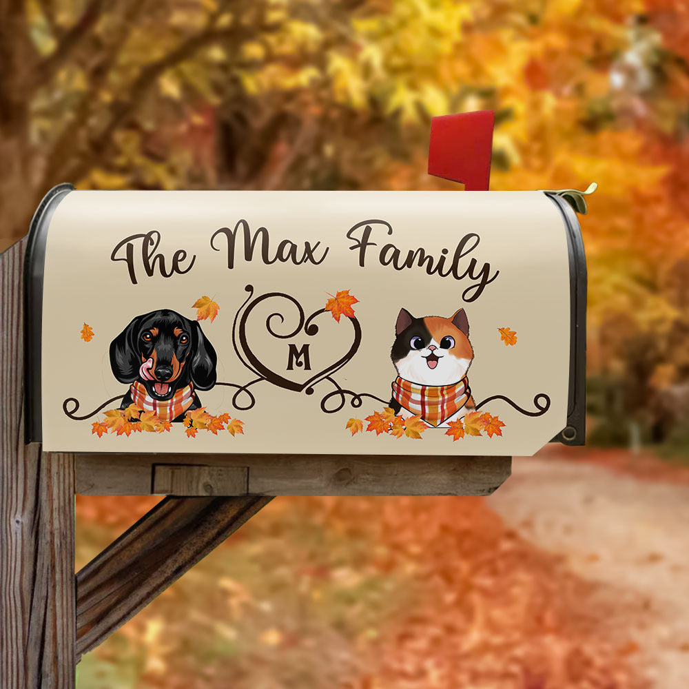 Fall Heart Dog Cat Mailbox Cover, Dog lover Gift AF