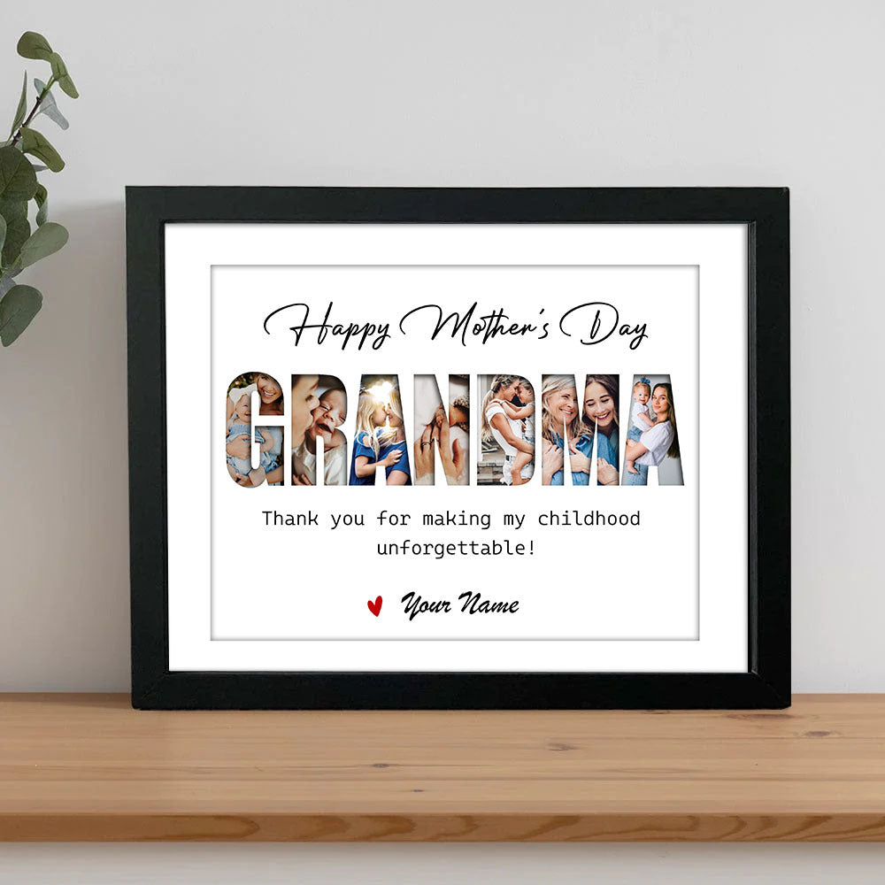 Custom Happy Mother's Day Grandma Photo Collage Picture Frame, Gift For Mom/Grandma AA