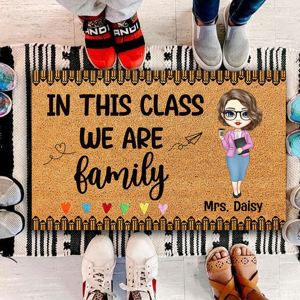 In This Class We Are Family Teacher Doormat, Classroom Decor AB
