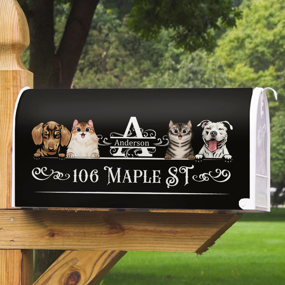 Custom Family Monogram Dog Cat Mailbox Cover, Pet Lover Gift AF