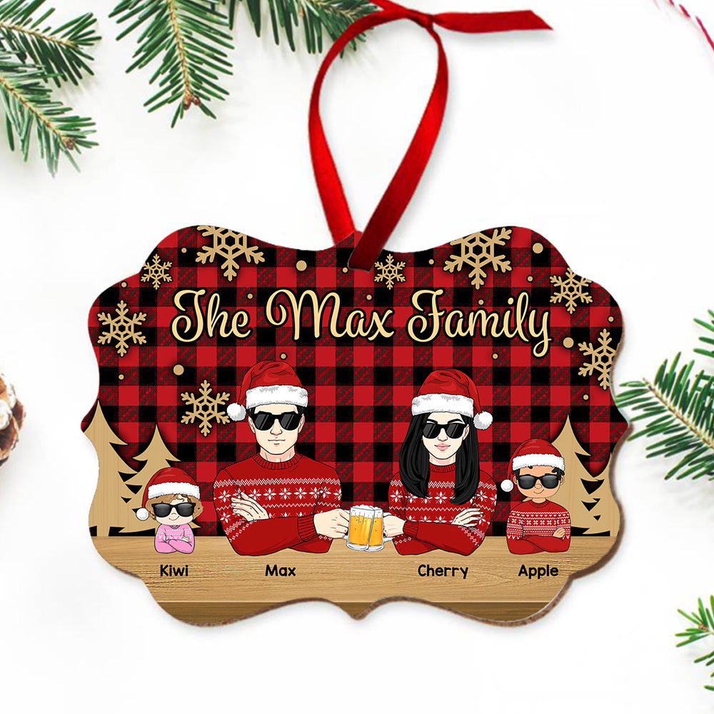 Personalized Family Members Christmas Printed Wood Ornament, Customized Holiday Ornament AE