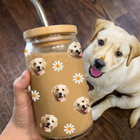 Thumbnail for Custom Photo Face Glass Bottle/Frosted Bottle With Lid & Straw, Pet Lover Gift AF