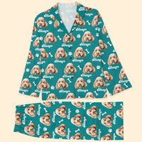 Thumbnail for Custom Pet Face Vintage Pajamas Set, Dog Cat Lover Gift AB