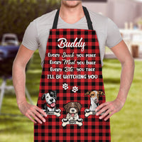 Thumbnail for Personalized Dog Be Watching You Checked Pattern Mom Grandma Apron, Gift For Dog Lover AI
