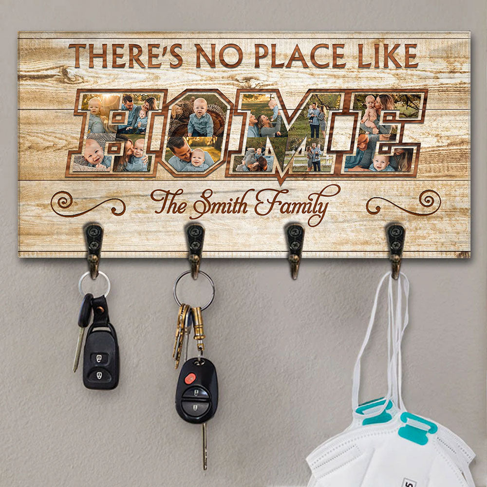 There's No Place Like Home Personalized Photo Key Hanger, Key Holder AA